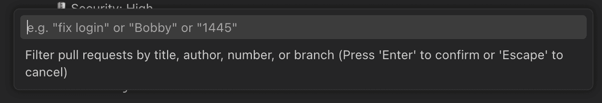 Search input field with placeholder showing filter options